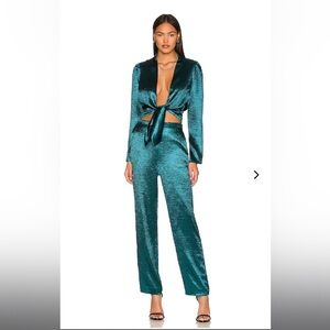 Lovers & Friends Kendall Jumpsuit Dark Jade Green Sz S